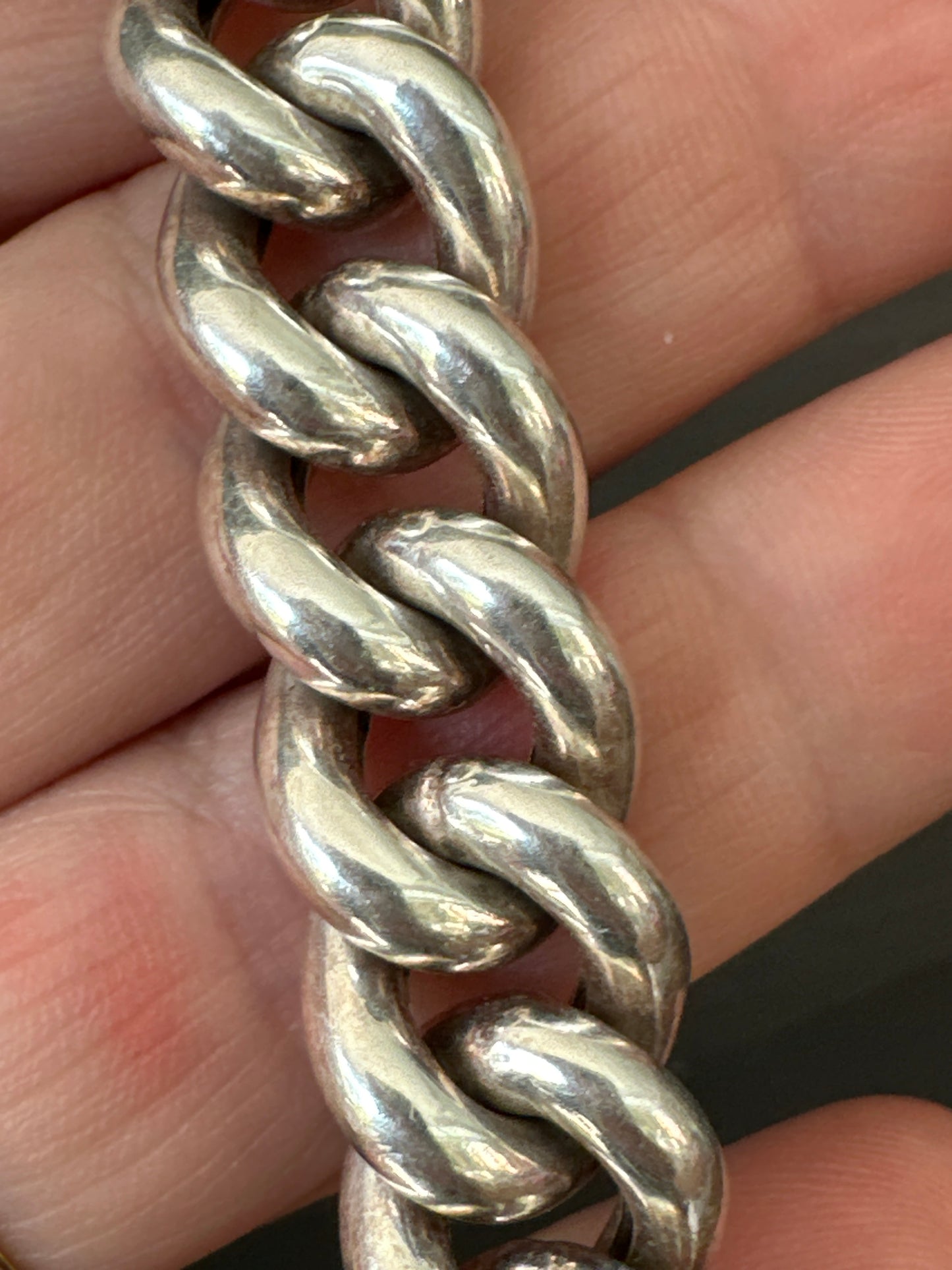 Chunky 8 inch puffy sterling bracelet