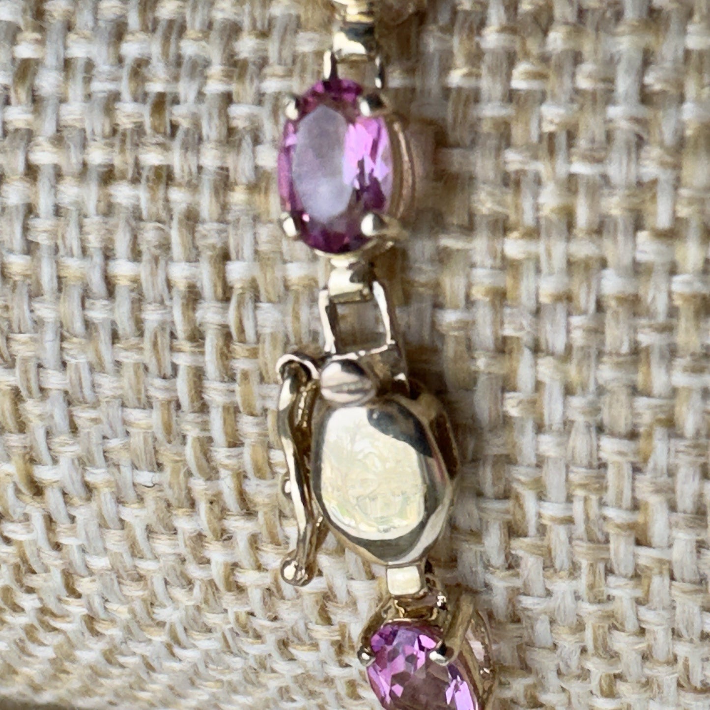 Tennis Bracelet 4.65ct Pink Topaz 10K Gold Oval Cut 5.9 Grams
