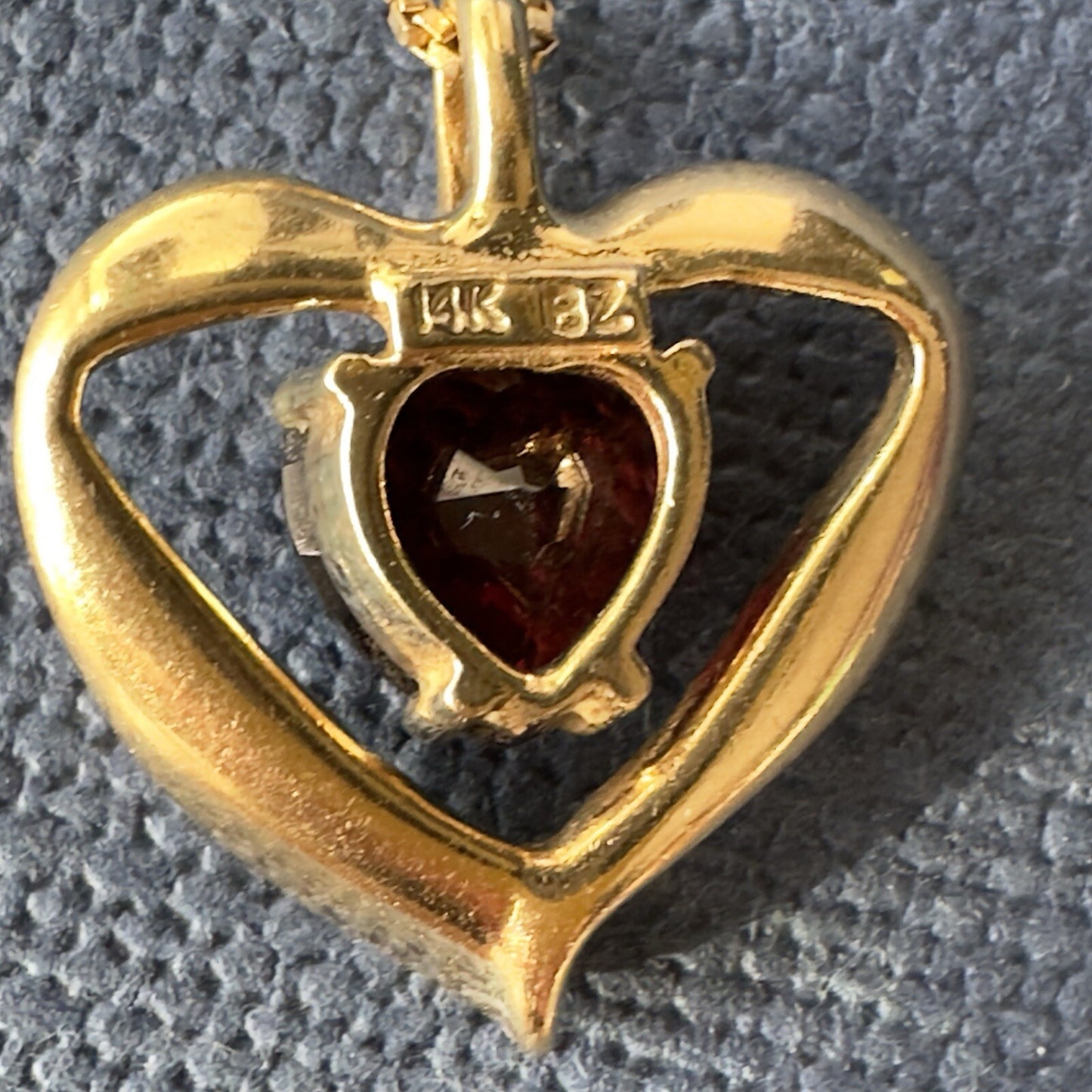Vintage 14k Garnet Heart And Diamond Pendant Necklace