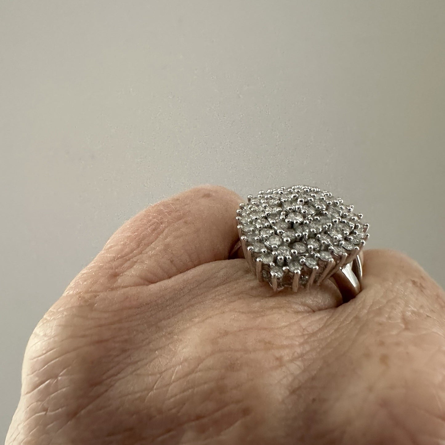 Vintage 10k 1.6 Cttw Cluster Diamond Ring