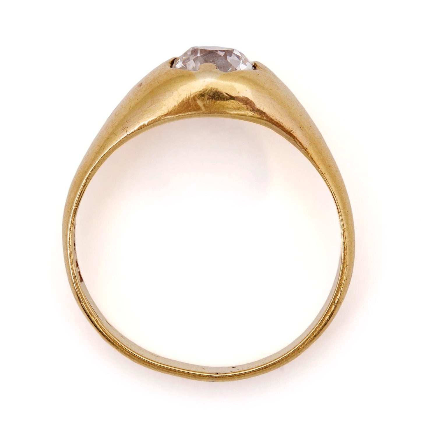 A diamond ring set with an old-cut diamond mounted in 18k size 6