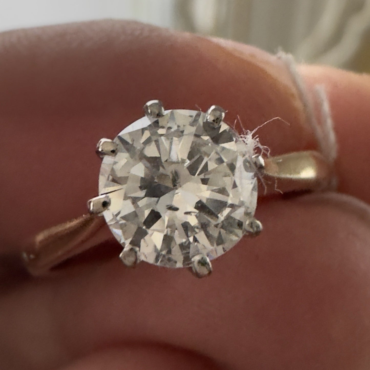 Old Brillant Cut 1.2 Ct Solitaire 18k Gold Ring With WGI report Size 6.5