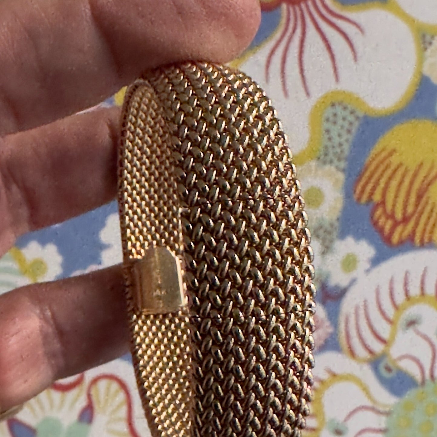 Vintage 14k Gold Mesh Geneva Watch Bracelet 48.9g