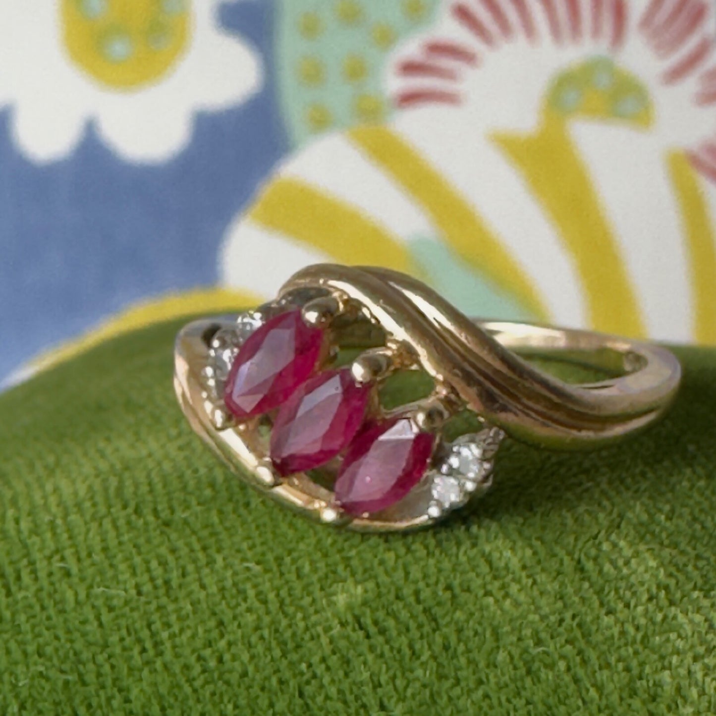 Vintage Ruby and Diamond 14k Gold ring size 6.5