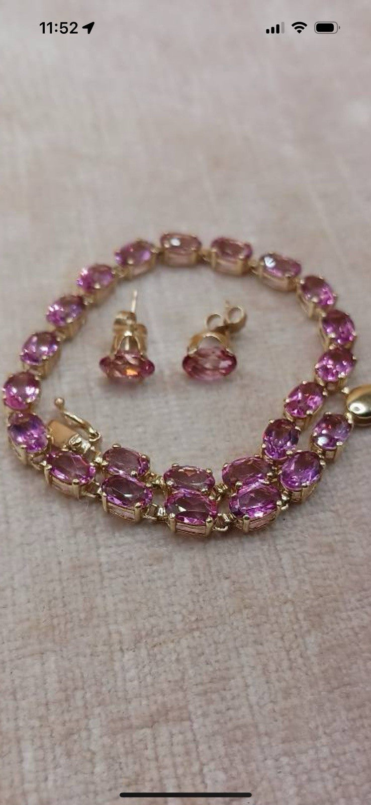 Tennis Bracelet 4.65ct Pink Topaz 10K Gold Oval Cut 5.9 Grams