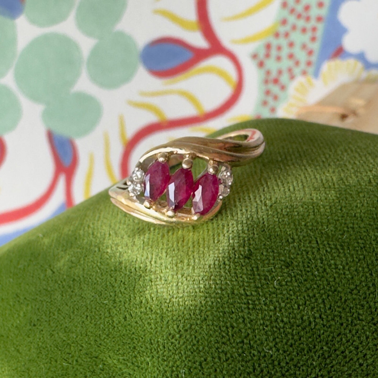 Vintage Ruby and Diamond 14k Gold ring size 6.5