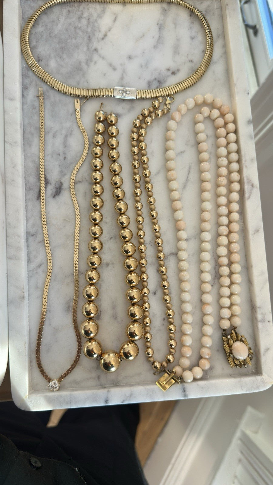 Vintage 14k Gold Ball Bead Necklace 15.5 Inches 48g