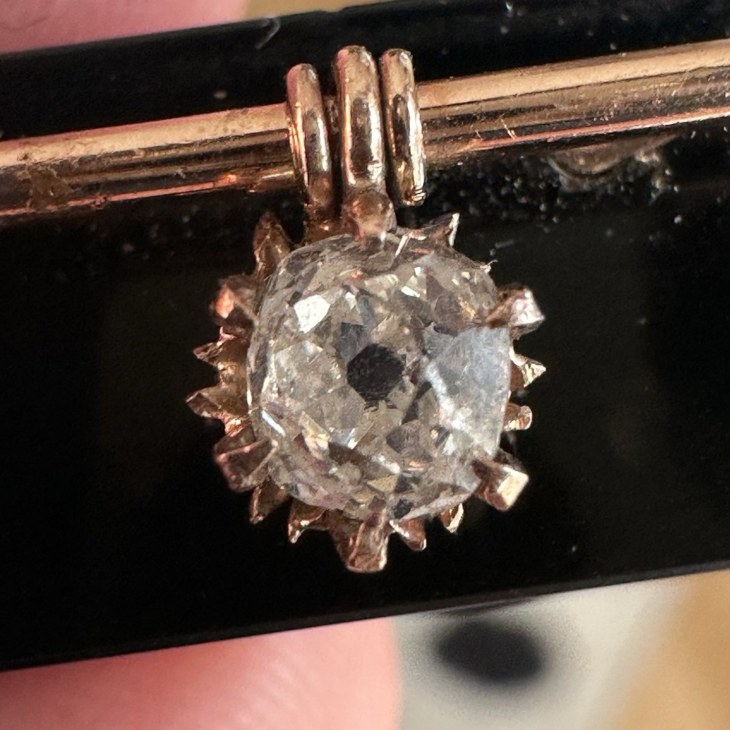 Antique Old European Cushion Cut Diamond Brooch