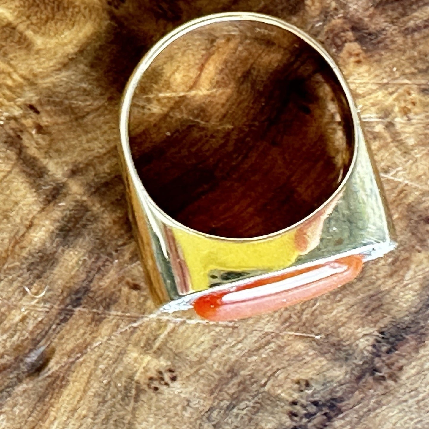 18k Gold Diamond And Orange Jadeite Ring