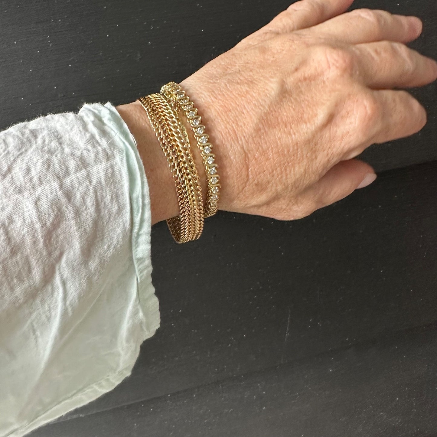 Wide Mesh Link & Chain Bracelet in 14k Gold 8.1 g