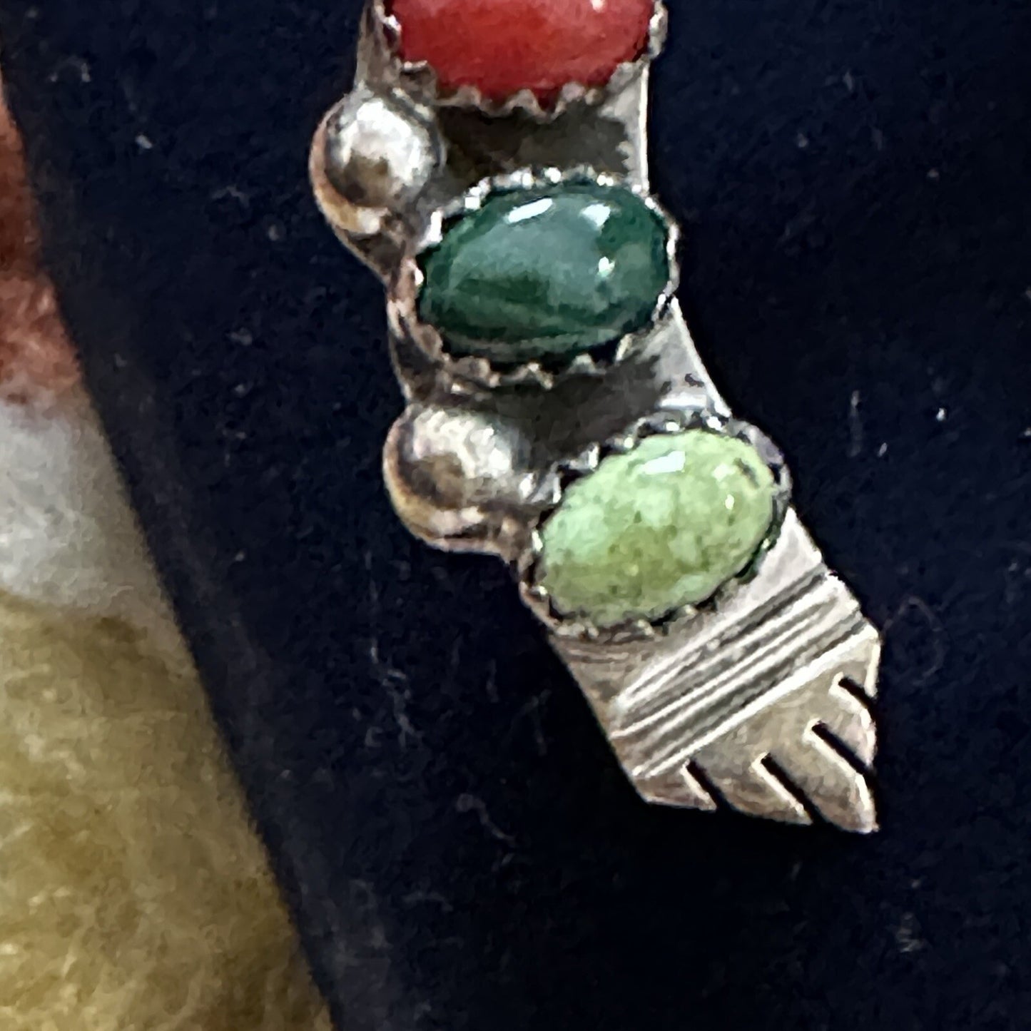 Vintage Running Bear Horse Shoe Multi Gemstone Pendant Sterling Silver