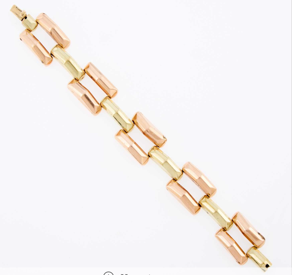 14k two toned tank bracelet circa 1940's