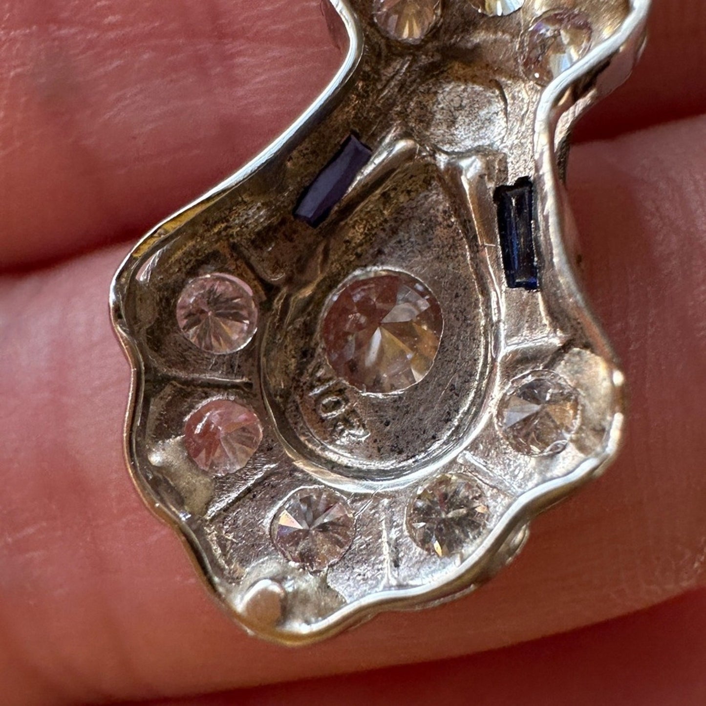 Antique art deco 20k diamond pendant necklace