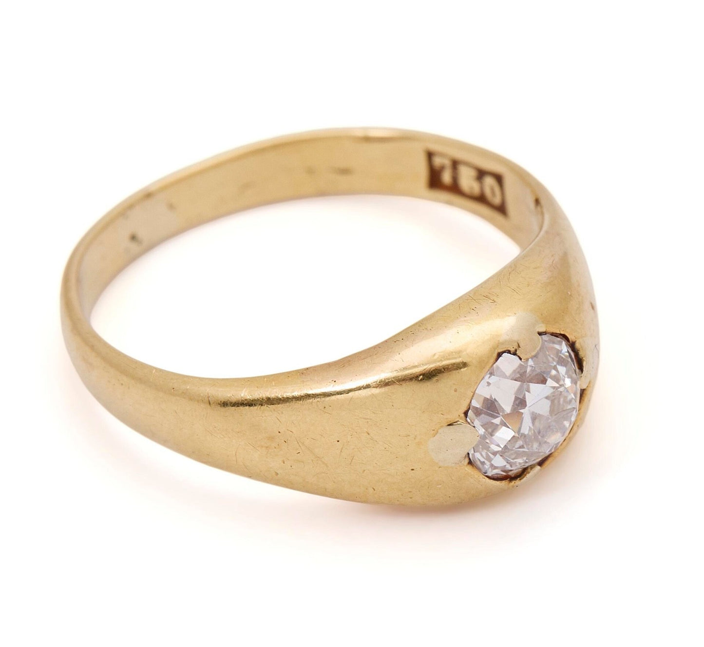 A diamond ring set with an old-cut diamond mounted in 18k size 6