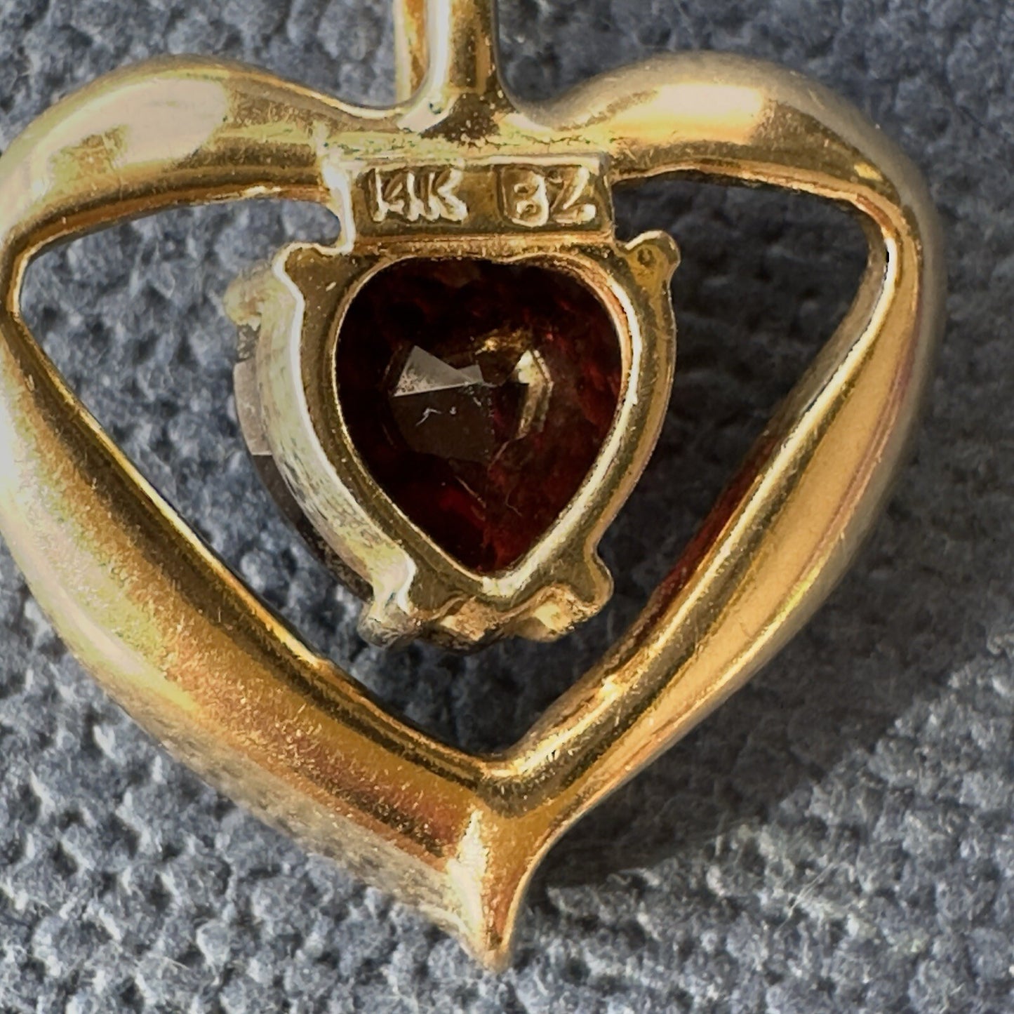 Vintage 14k Garnet Heart And Diamond Pendant Necklace