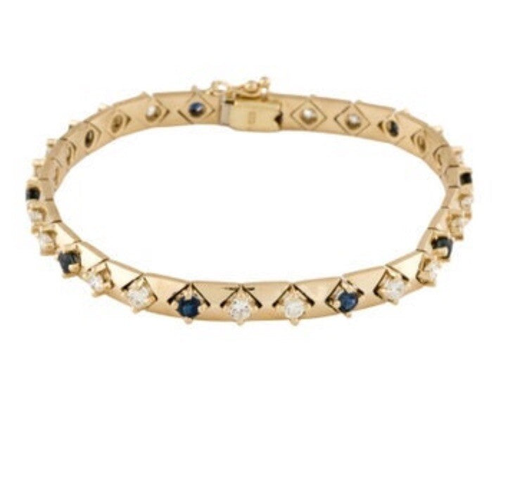 Vintage 18k Diamond Sapphire Bracelet