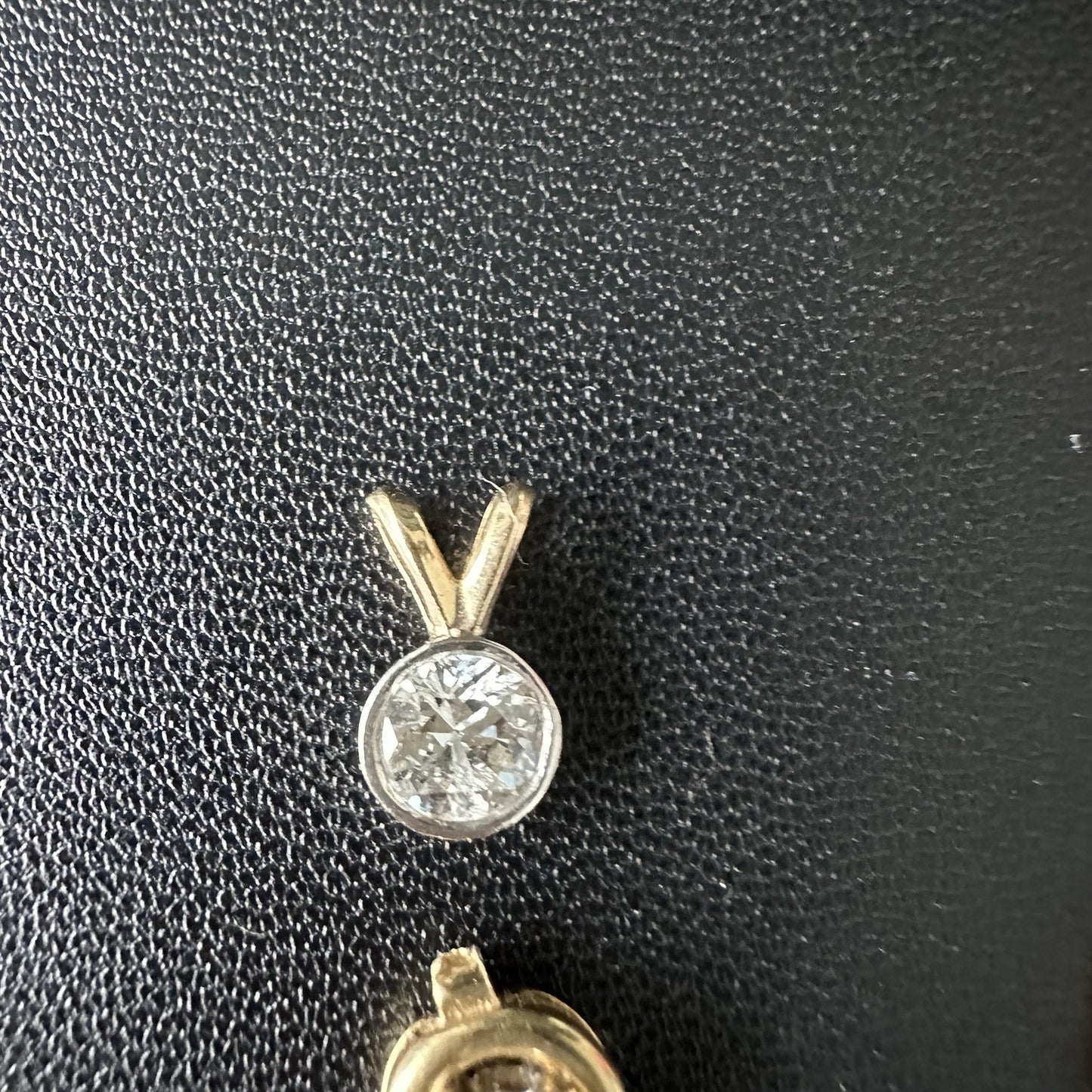 14k Yellow Gold Old European H SI2 Diamond Bezel Pendant .6 Ct
