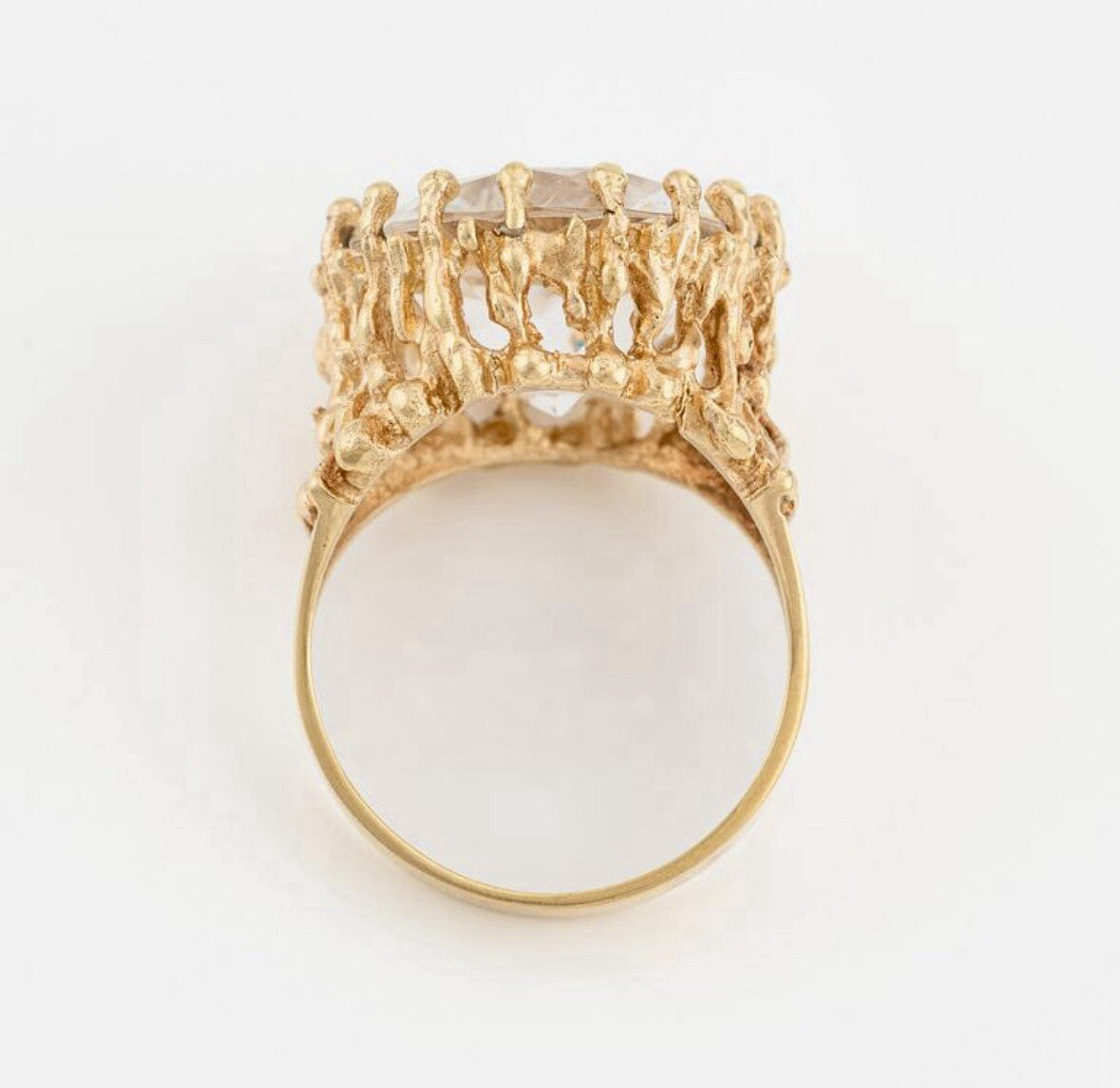 Vintage’s Swedish 18k Gold Faceted Rock Crystal Ring - Large Stone!!!