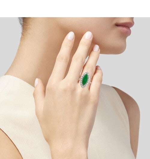GIA Certified Jade and Diamond Ring Platinum & Gold Jadeite