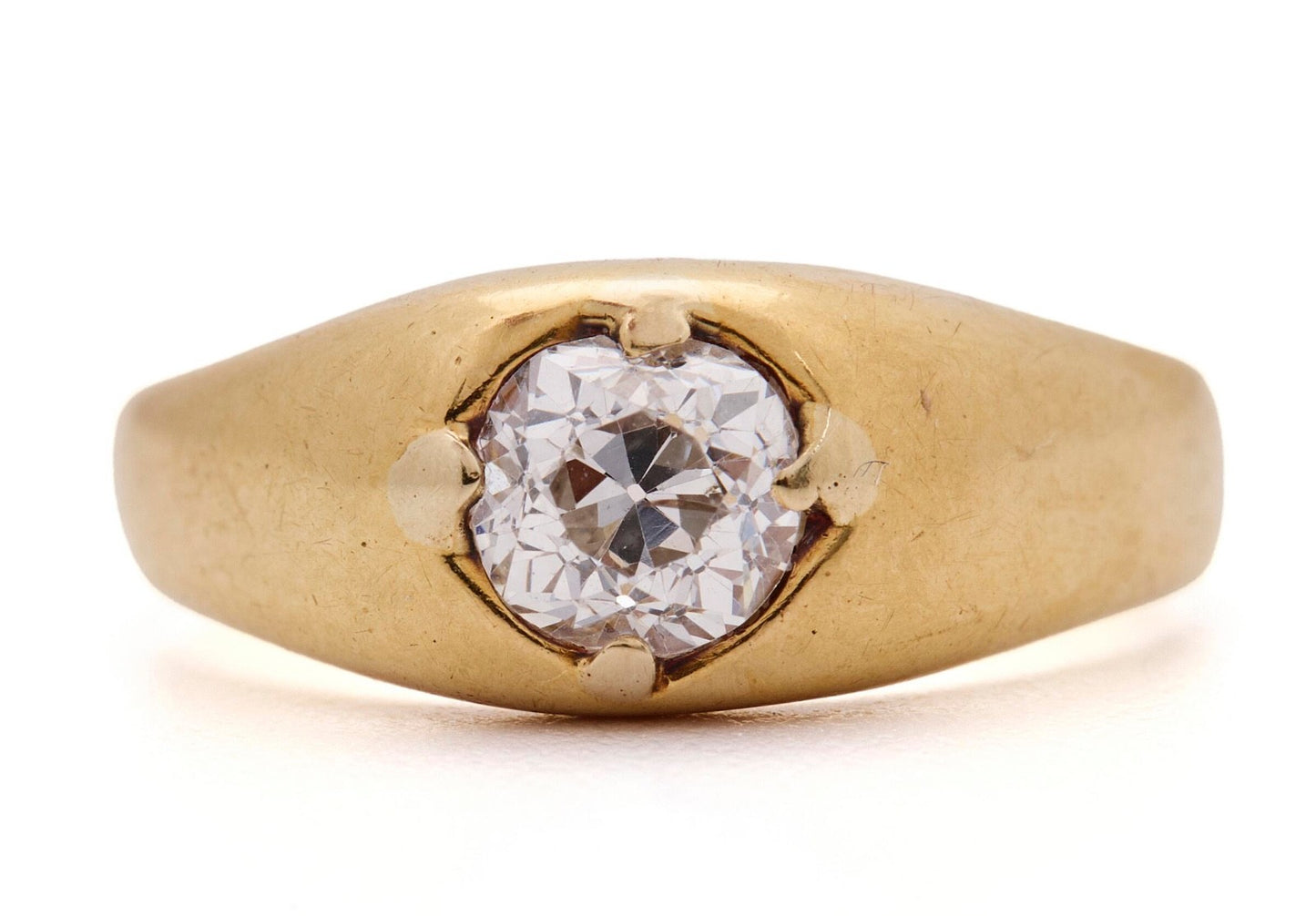 A diamond ring set with an old-cut diamond mounted in 18k size 6