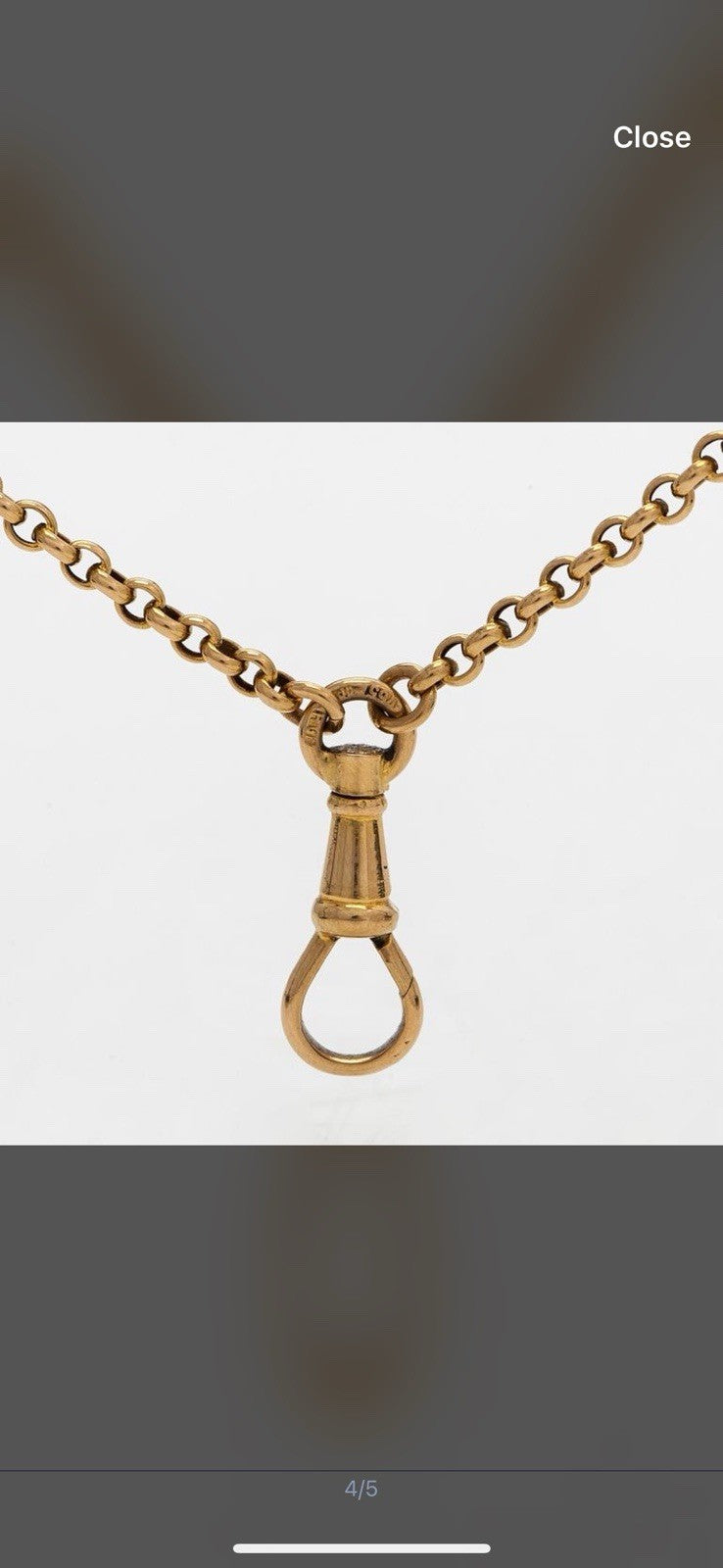 Antique 18K Gold Hugo Grün & Co Oy. Pocket Watch Chain 59 Inches 29g