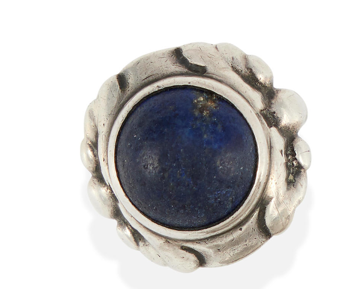 Georg Jensen Denmark 830 Silver Lapis Lazuli Art Nouveau Ring No. 11A
