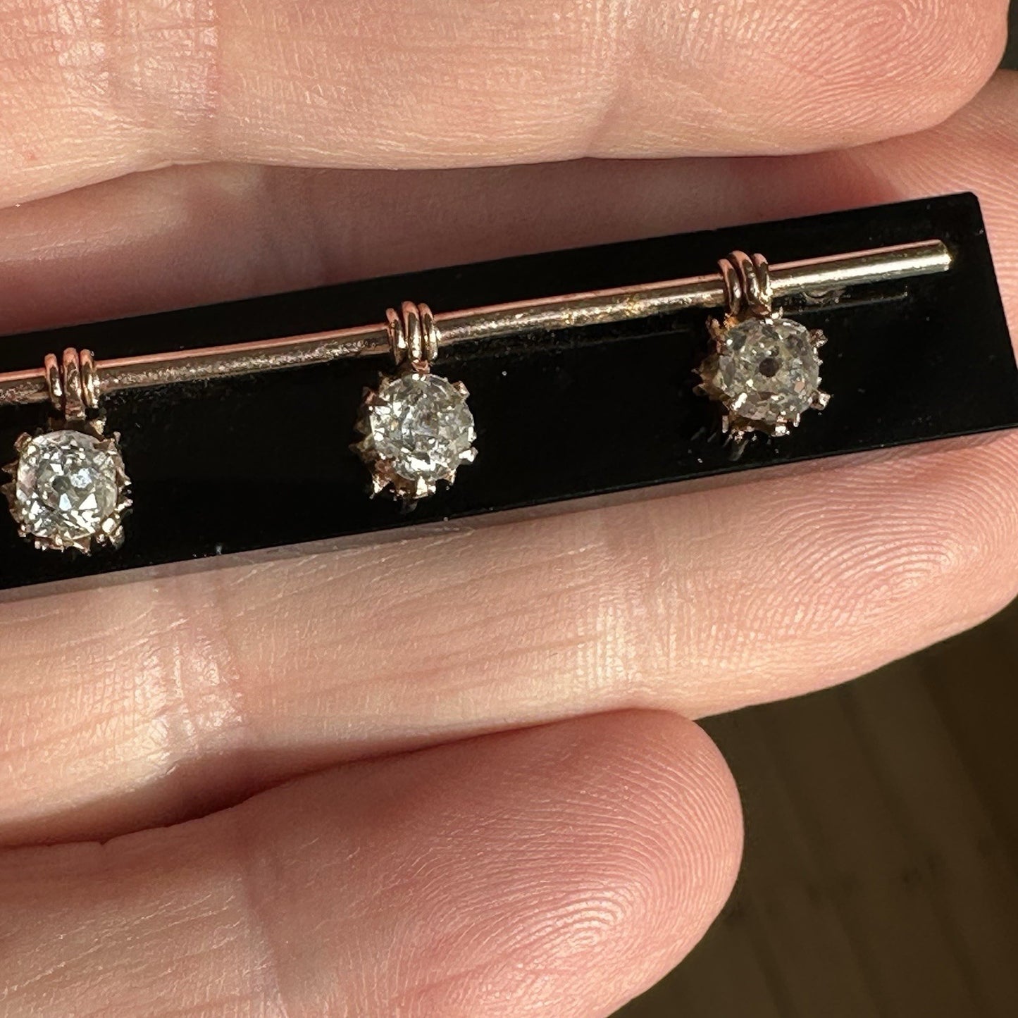Antique Old European Cushion Cut Diamond Brooch