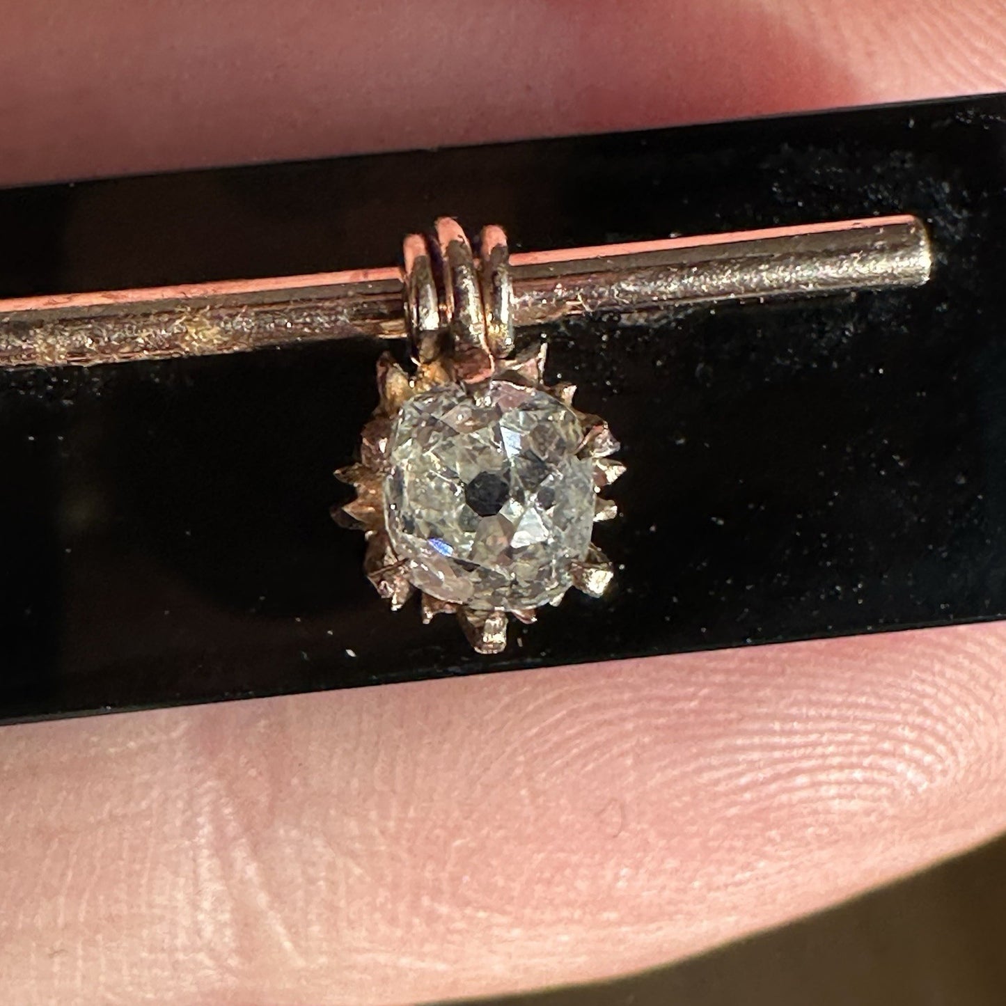 Antique Old European Cushion Cut Diamond Brooch