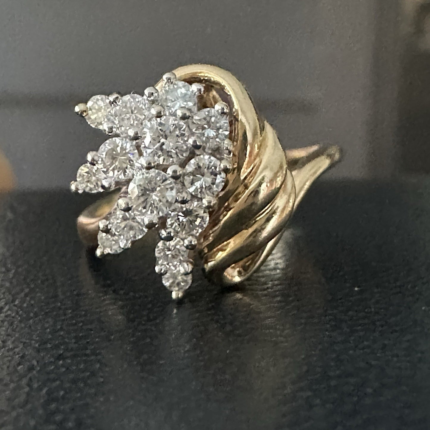 14k Diamond Spray Cluster Ring Size 5