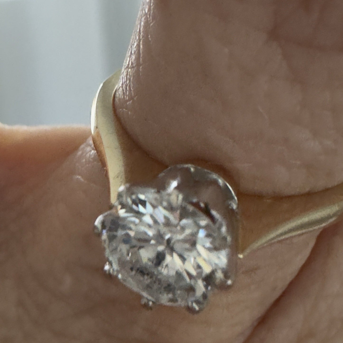 Old Brillant Cut 1.2 Ct Solitaire 18k Gold Ring With WGI report Size 6.5