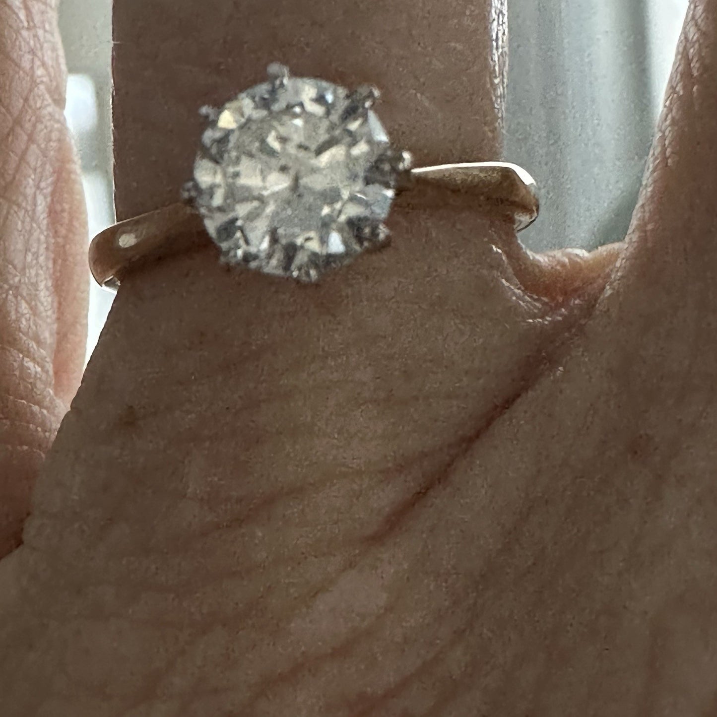 Old Brillant Cut 1.2 Ct Solitaire 18k Gold Ring With WGI report Size 6.5