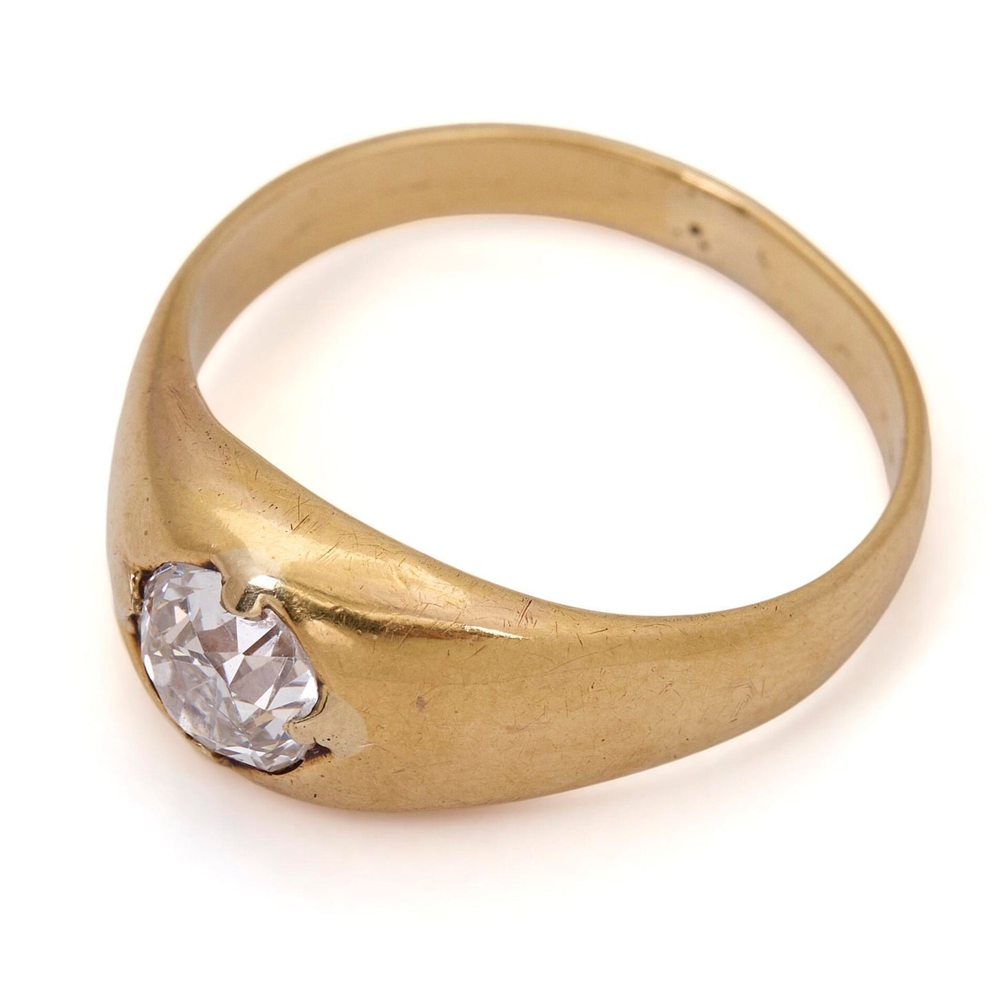 A diamond ring set with an old-cut diamond mounted in 18k size 6
