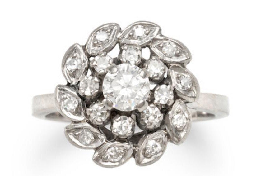 Vintage diamond cluster ring 14k