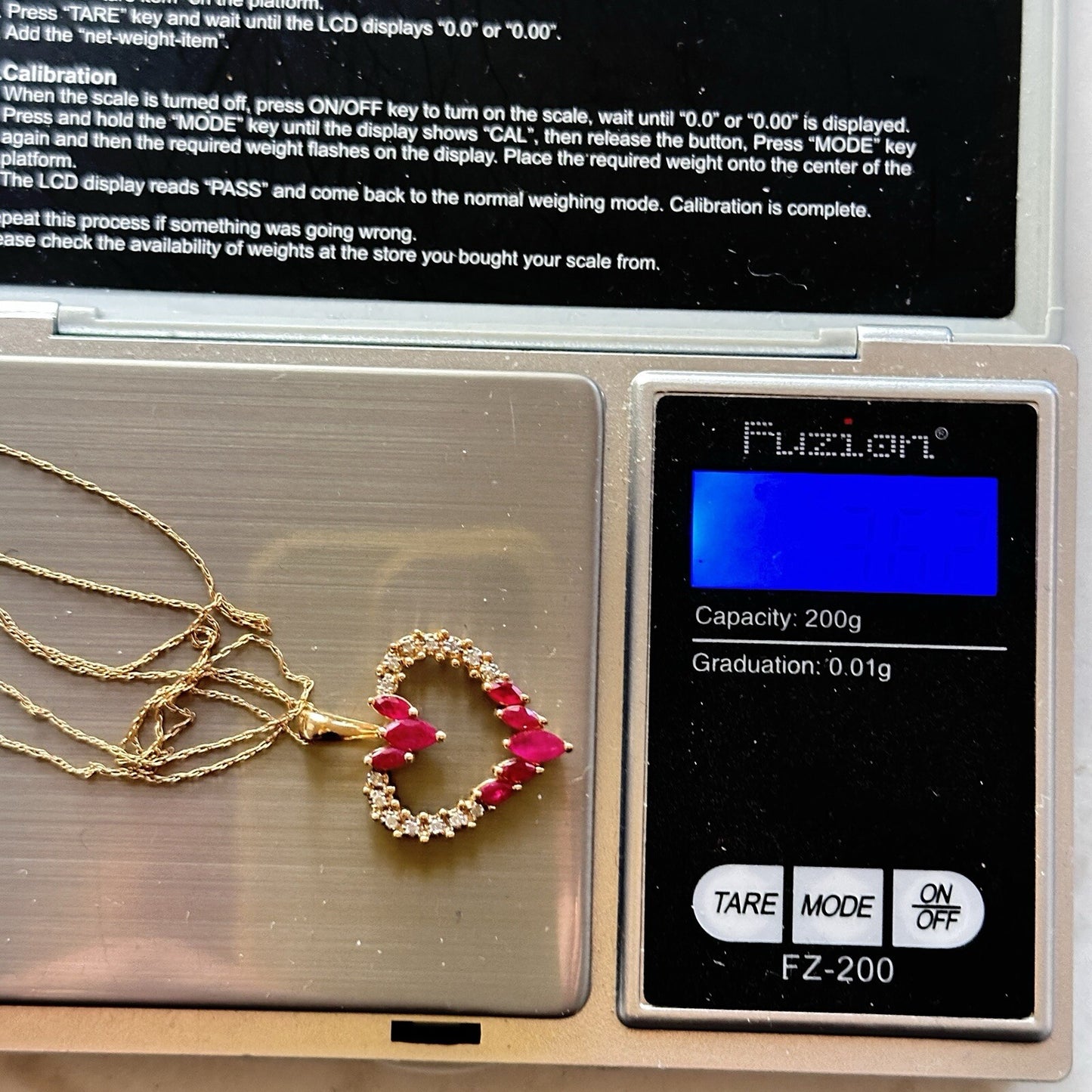 Sumal Designer 14k Diamond Ruby Heart Pendant Necklace