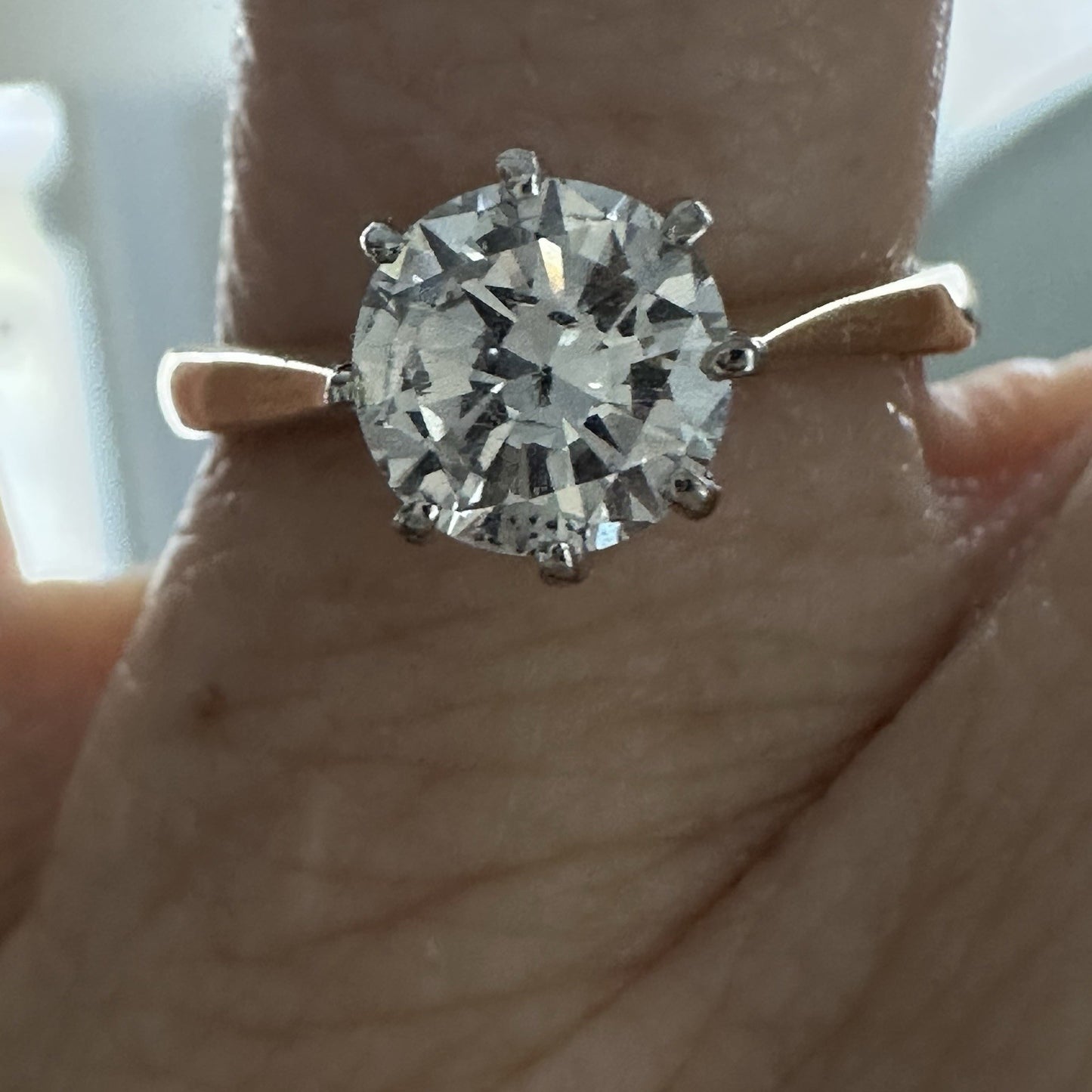 Old Brillant Cut 1.2 Ct Solitaire 18k Gold Ring With WGI report Size 6.5