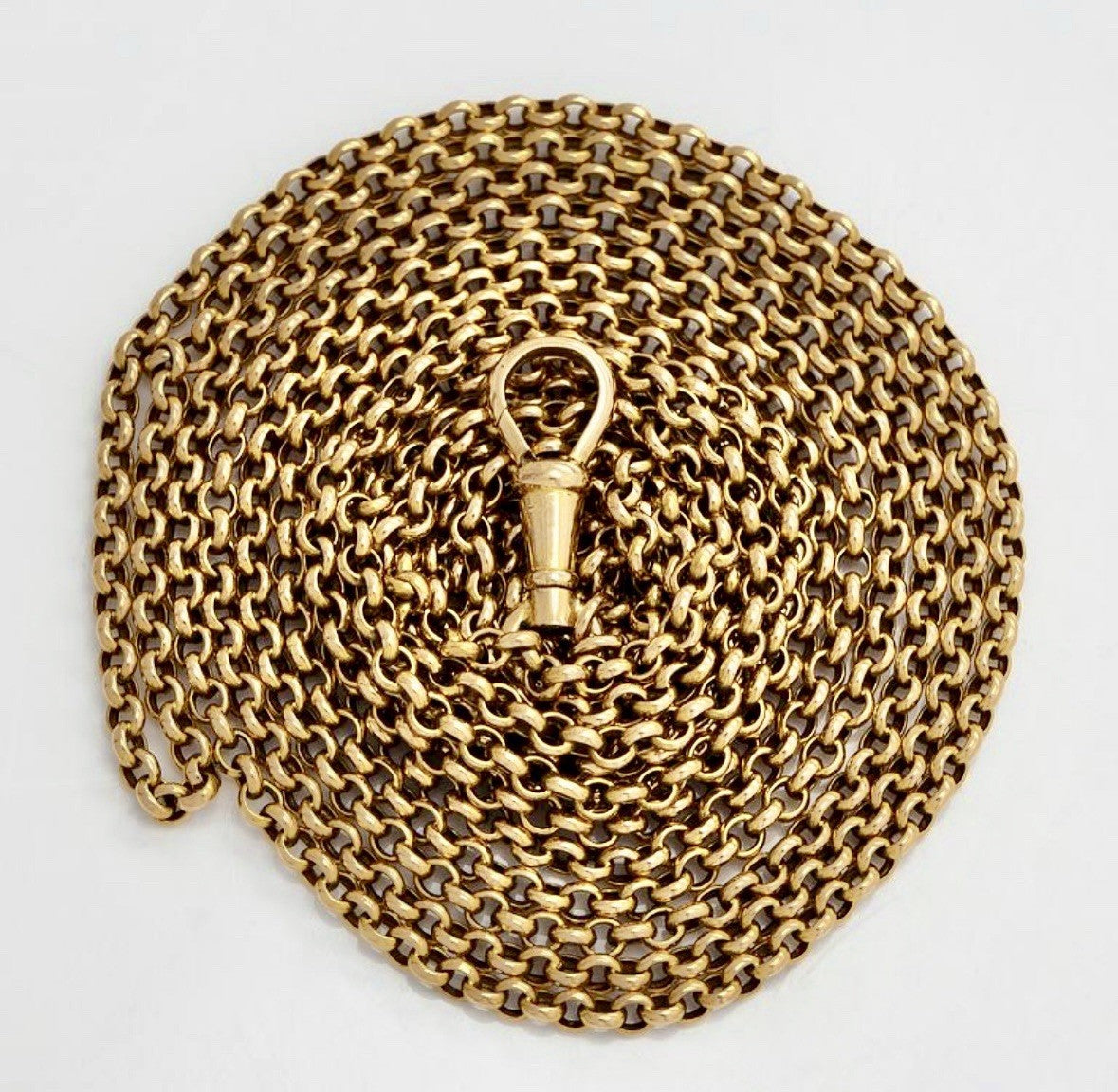 Antique 18K Gold Hugo Grün & Co Oy. Pocket Watch Chain 59 Inches 29g