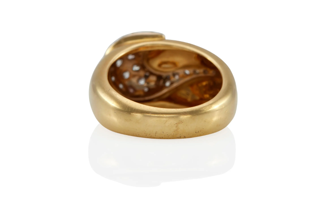 Vintage 18k Yellow Gold and Diamon Fortunoff Cocktail Ring