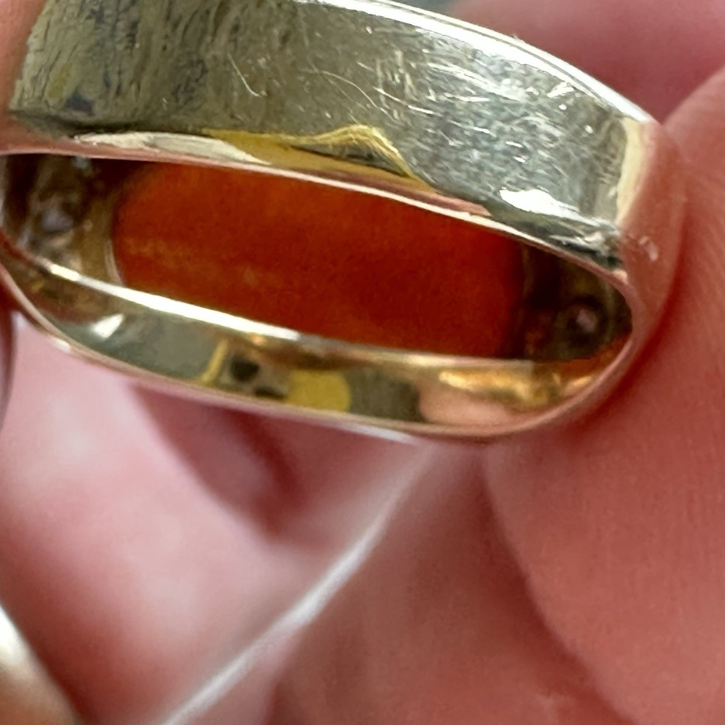18k Gold Diamond And Orange Jadeite Ring
