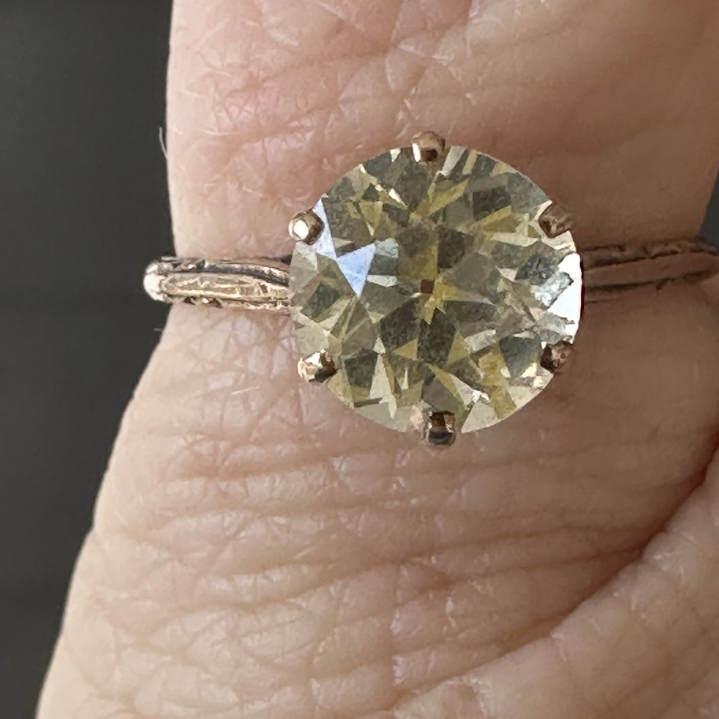 Antique 14k 3 Ct Yellow Sapphire Ring Size 5.5