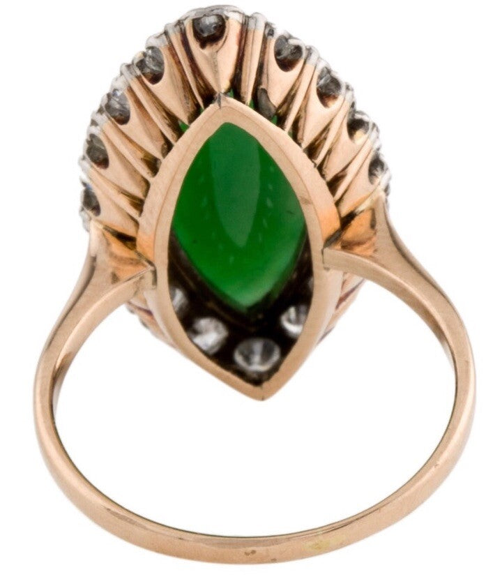 GIA Certified Jade and Diamond Ring Platinum & Gold Jadeite
