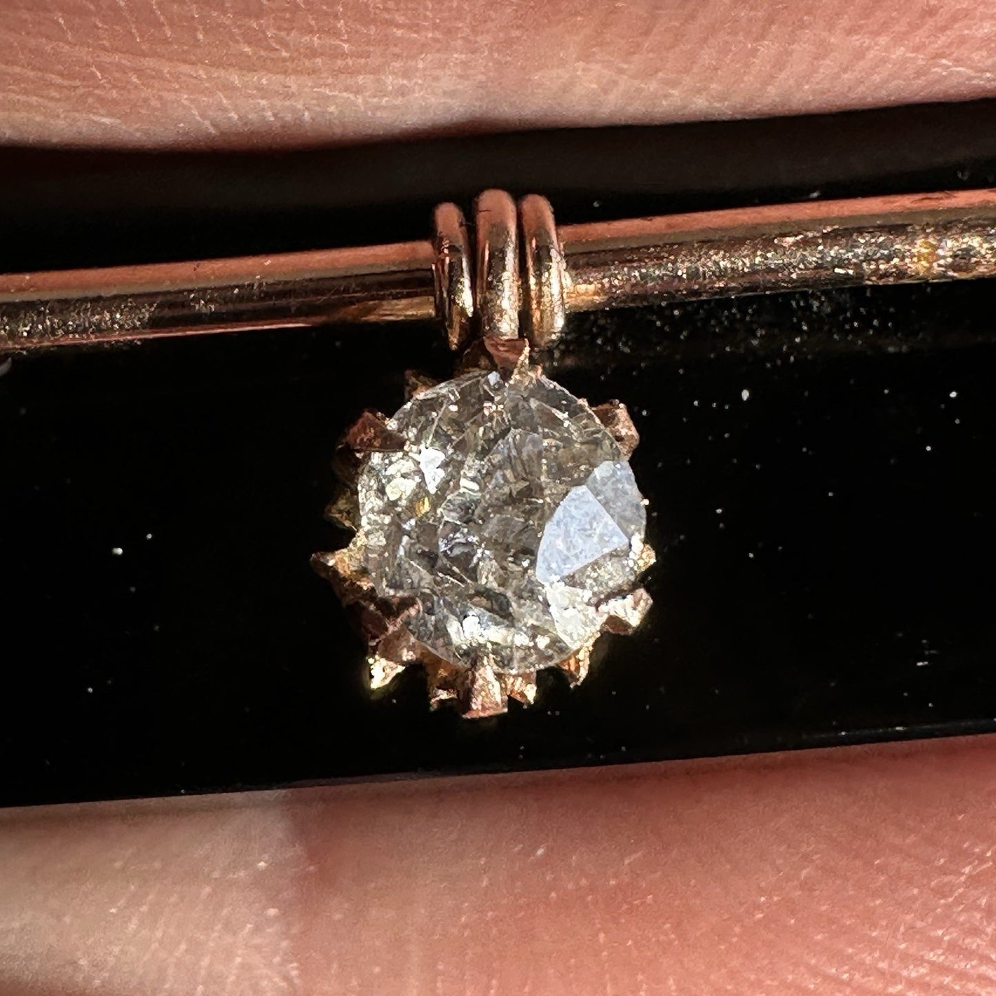 Antique Old European Cushion Cut Diamond Brooch