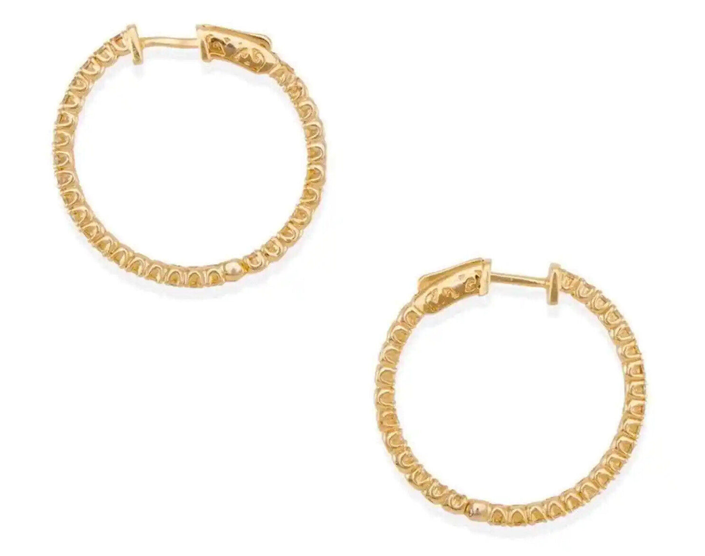 14K GOLD 2 + CTTW DIAMOND Inside Out Hoop Earrings