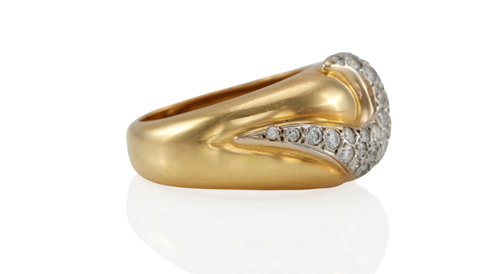 Vintage 18k Yellow Gold and Diamon Fortunoff Cocktail Ring