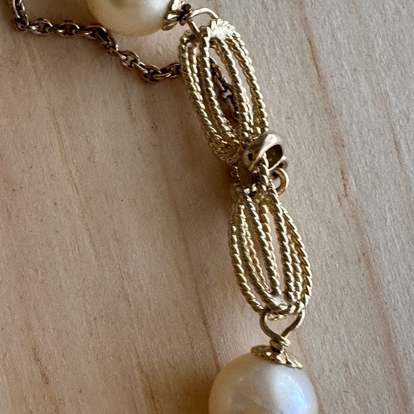 Vintage Retro 14k Gold Link And Pearl Bracelet 12g