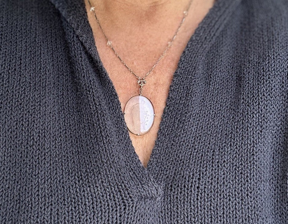 Neoclassical Cut Crystal Figural Pendant On Sterling Crystal Chain