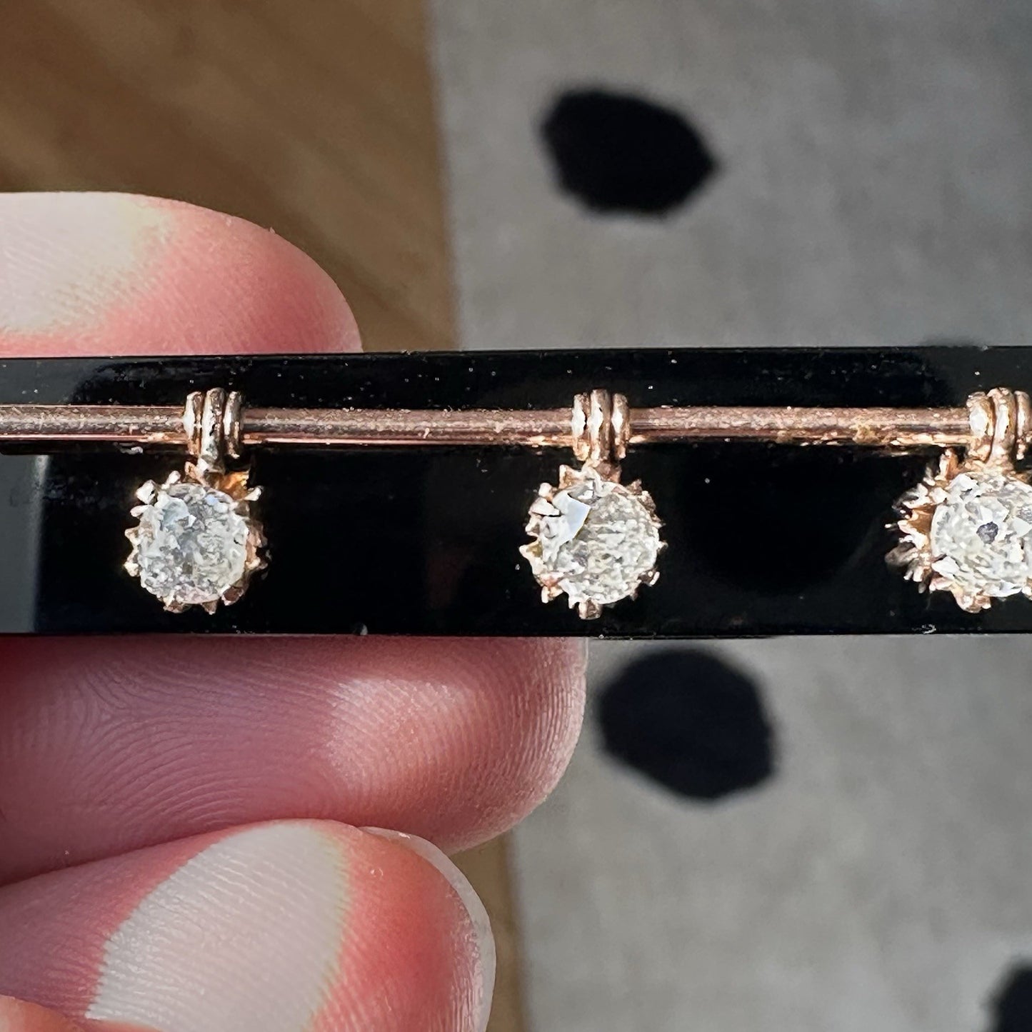Antique Old European Cushion Cut Diamond Brooch