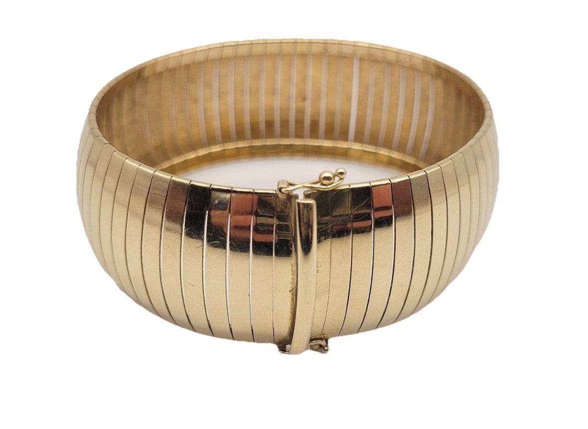 14k Chunky Wide Omega Style Bracelet 38g
