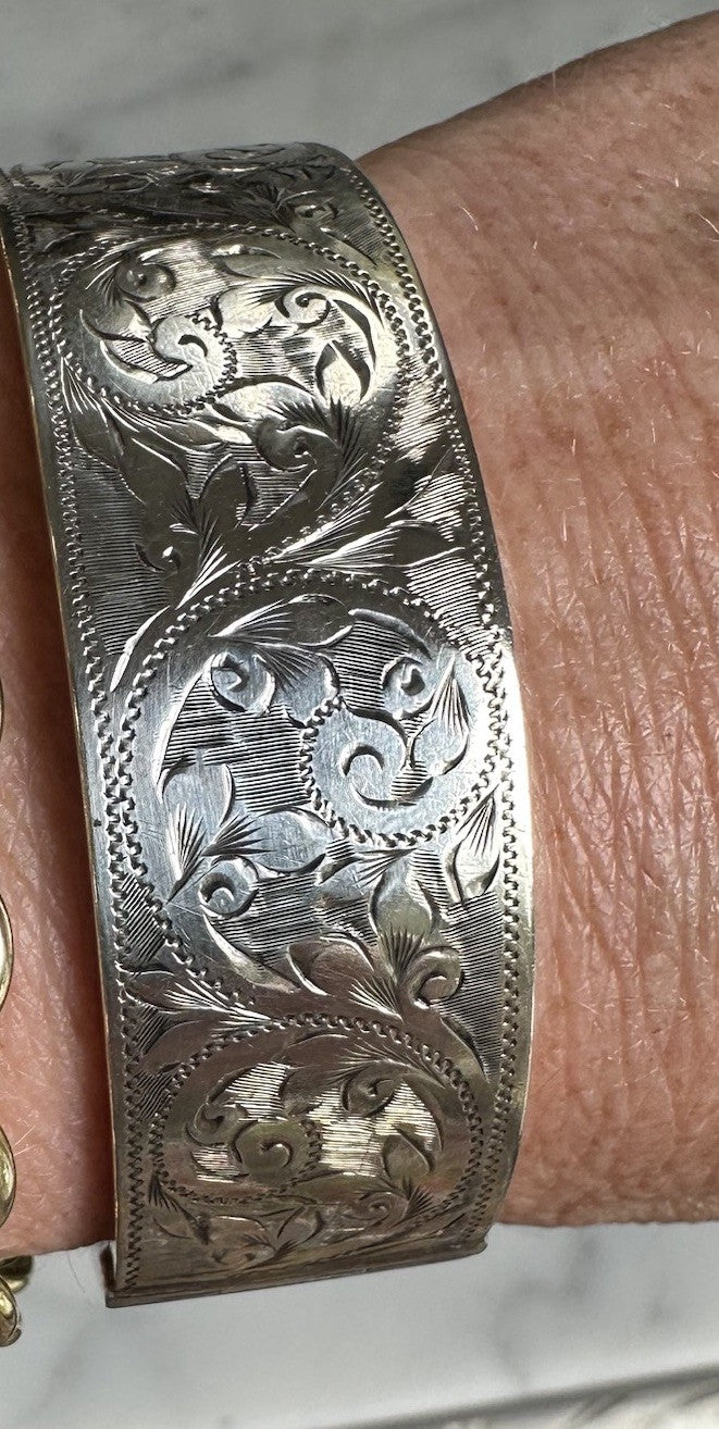 Antique Sterling Silver 1880 Floral Engraved Bracelet William Summer