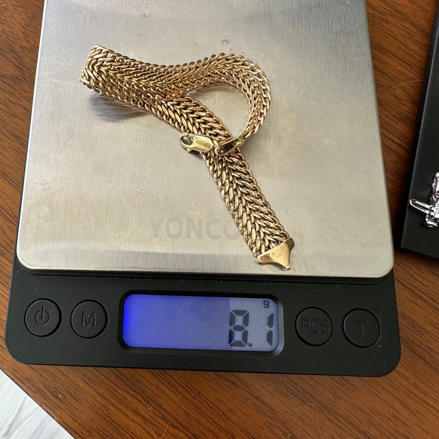Wide Mesh Link & Chain Bracelet in 14k Gold 8.1 g