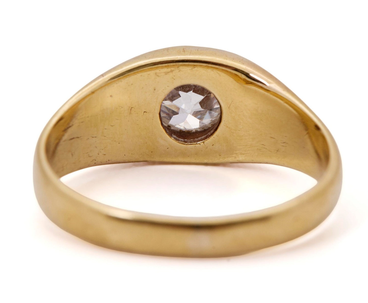 A diamond ring set with an old-cut diamond mounted in 18k size 6